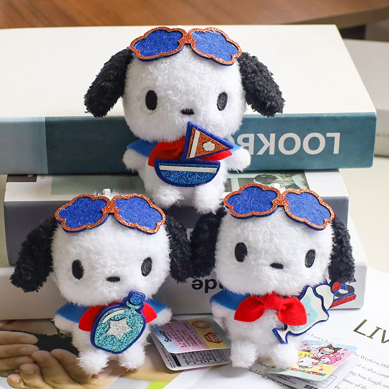 

Плюшевые подвески Pochacco в темно-синем стиле, милый черный ухий щенок, плюшевые куклы, игрушки, брелки, сумка, плюшевые подвески, подвесные украшения, игрушки, подарок