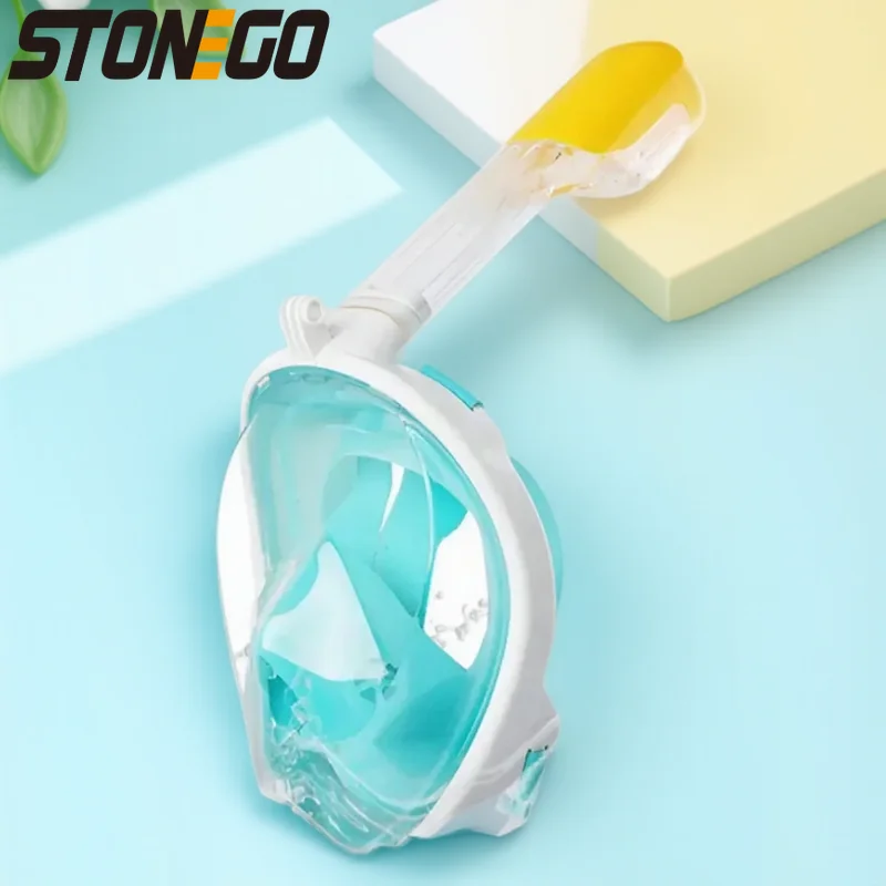 

180 ° Полнолицевая силиконовая маска для снорклинга с защитой от запотевания и протечек, с креплением для камеры, снаряжение для безопасного плавания