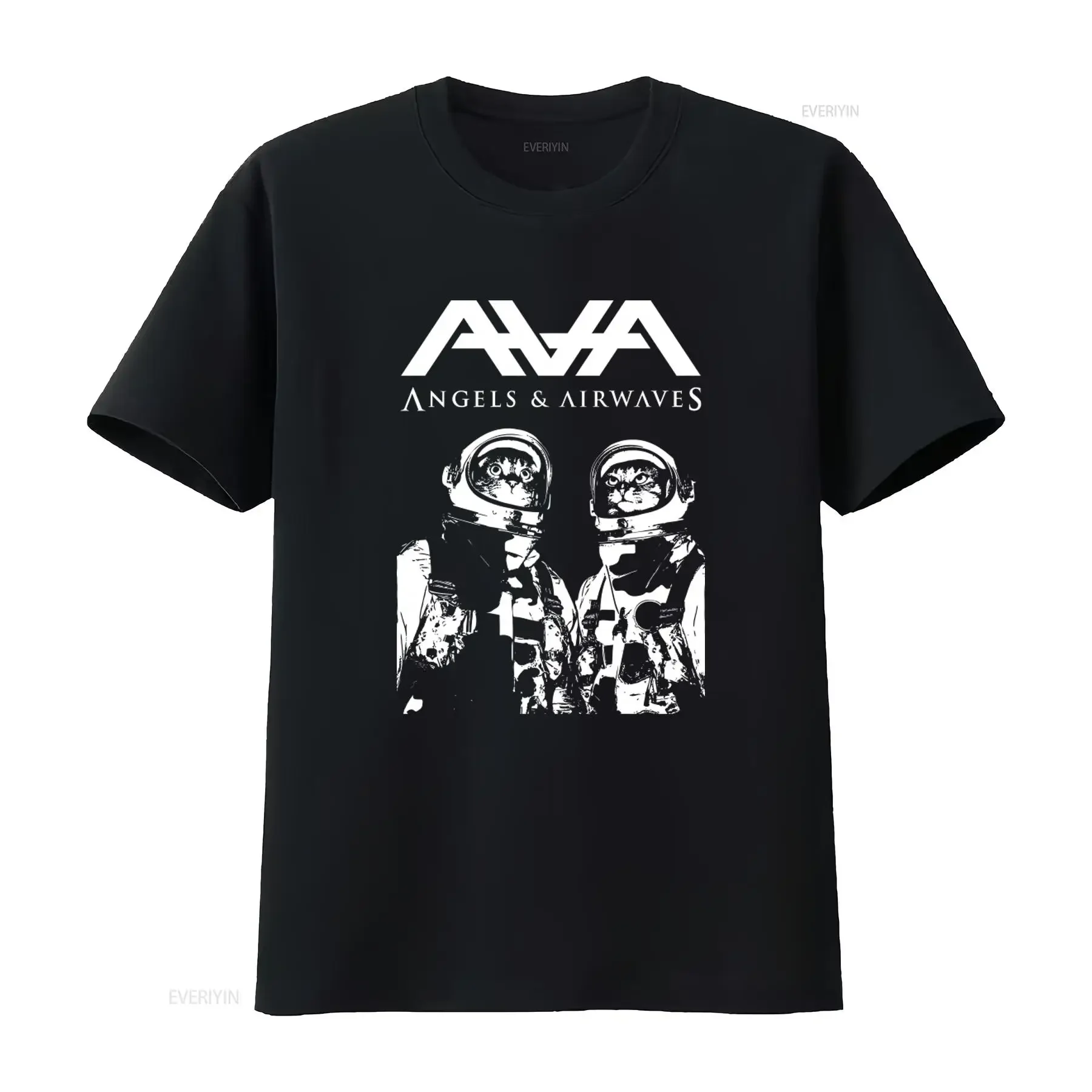 Angels Airwaves T shirt Tom Delonge Love Punk Music Astronaut Cat Print vintage Washed Unisex designer clothes Stretched