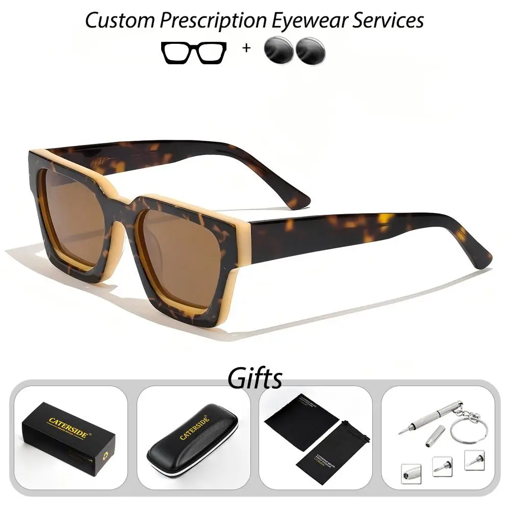 CATERSIDE Vintage Herren-Korrektionsbrille, verdickte quadratische optische Sonnenbrille für Damen, modische Brille für Outdoor-Fahrten – Detail 12