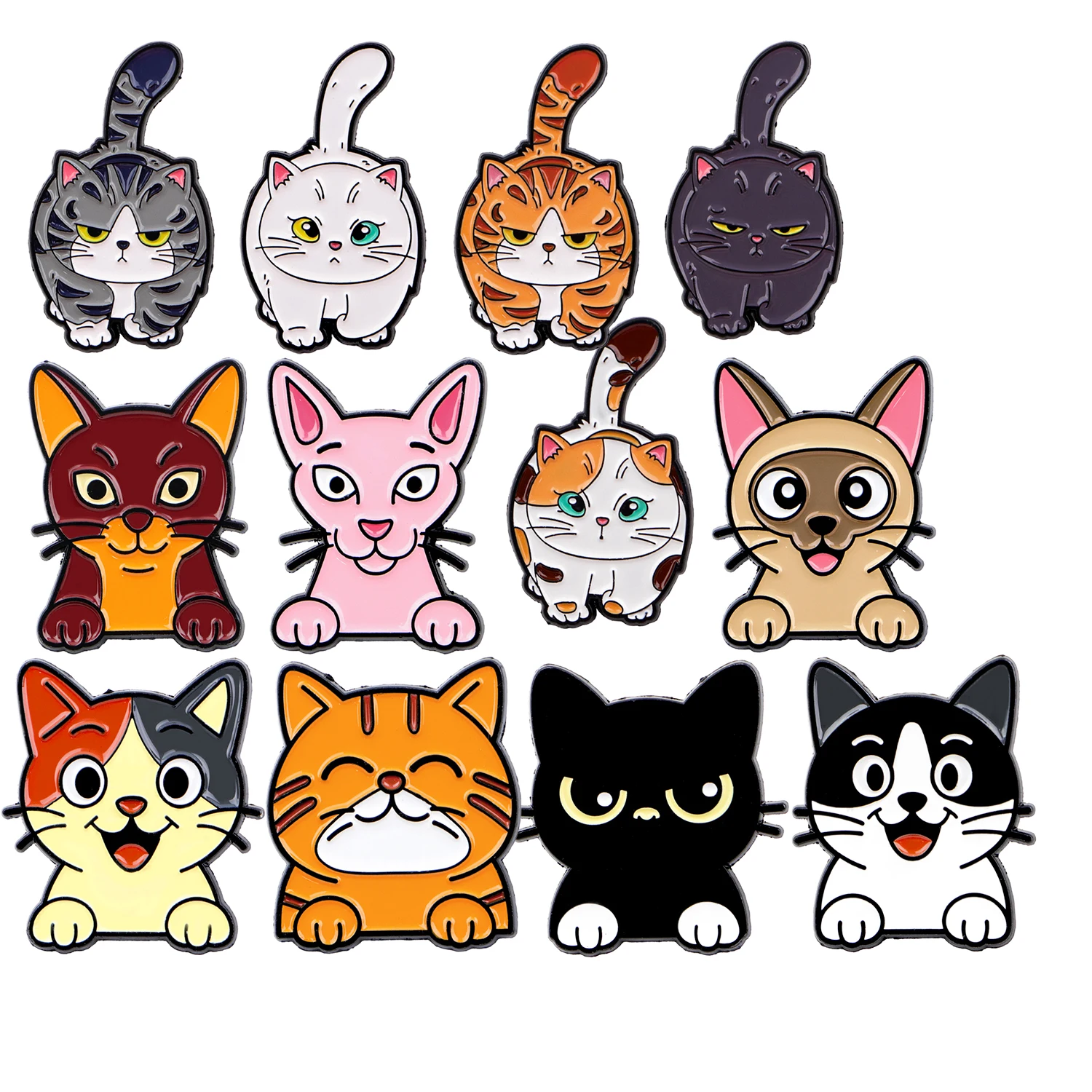 Personalizowana broszka z kotem, odznaka, ozdoba do ubrań, akcesoria do plecaka, klips, odznaka na klatkę piersiową ze stopu.