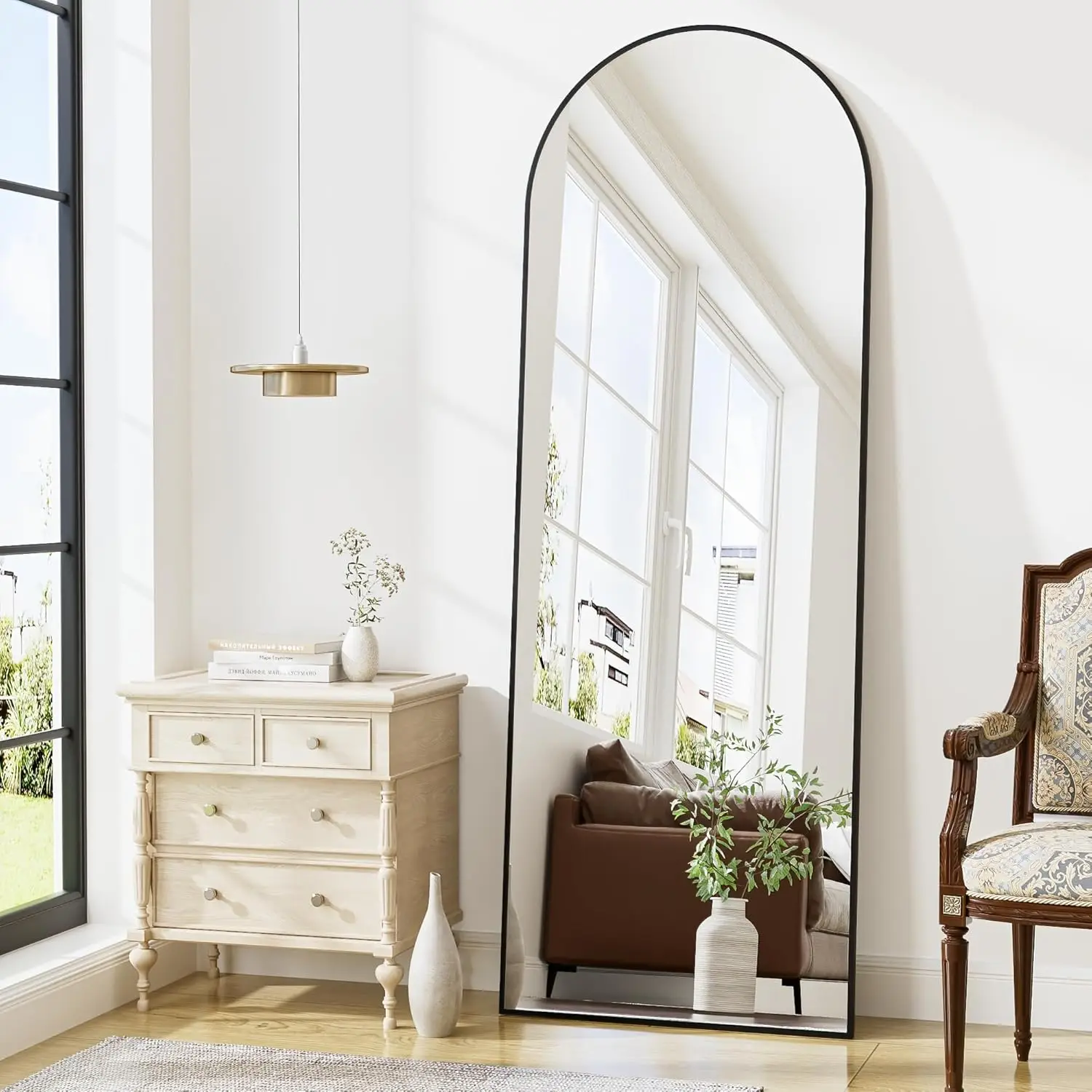 

Arched Floor Mirror, 65"x22" Full Length Mirror, Standing Mirror Hanging or Leaning, Body Mirror with Stand, Wall Mounted Mirror