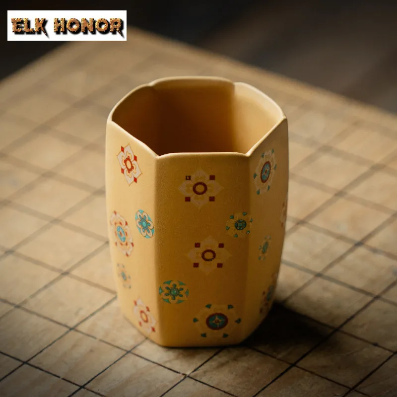 100 مللي ريترو سداسية مستقيم Zisha فنجان الشاي الرجعية وعاء الشاي فنجان شاي مجموعة الشاي تذوق التأمل كوب Chazhan ماستر أكواب Teaset #4