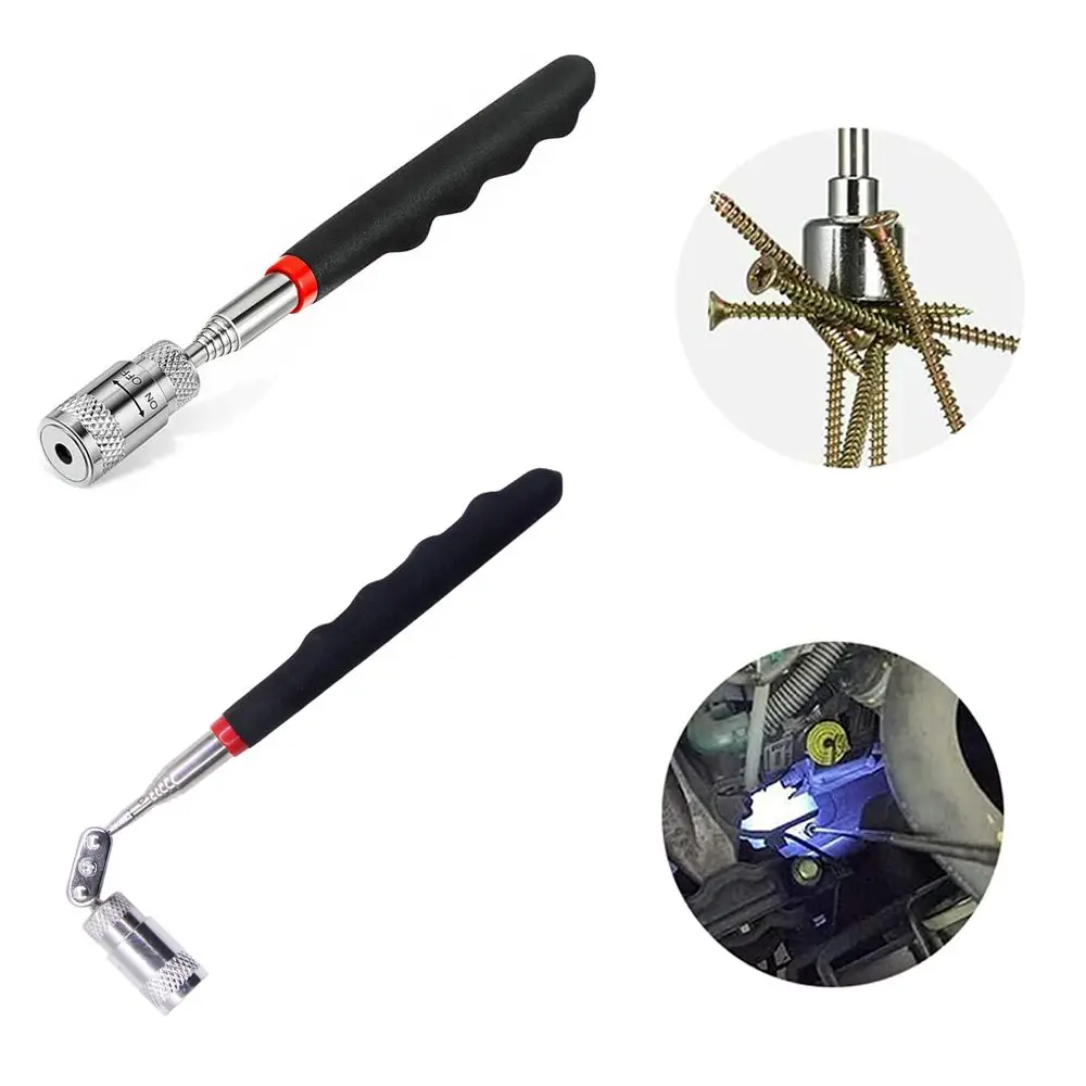 Telescopic Long Pen Telescopic Magnet Stick Adjustable with LED Light Magnetic Pick-Up Tools Anti Slip Handle Durable