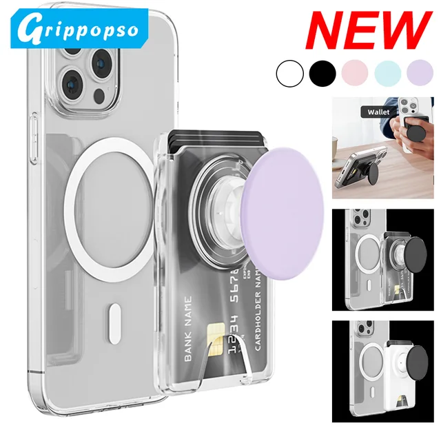 Uniwersalny portfel magnetyczny Grippopso z rozszerzającym uchwytem na telefon, etui na karty telefoniczne solidna portfel z gniazdem na portfele IPhone Samsung