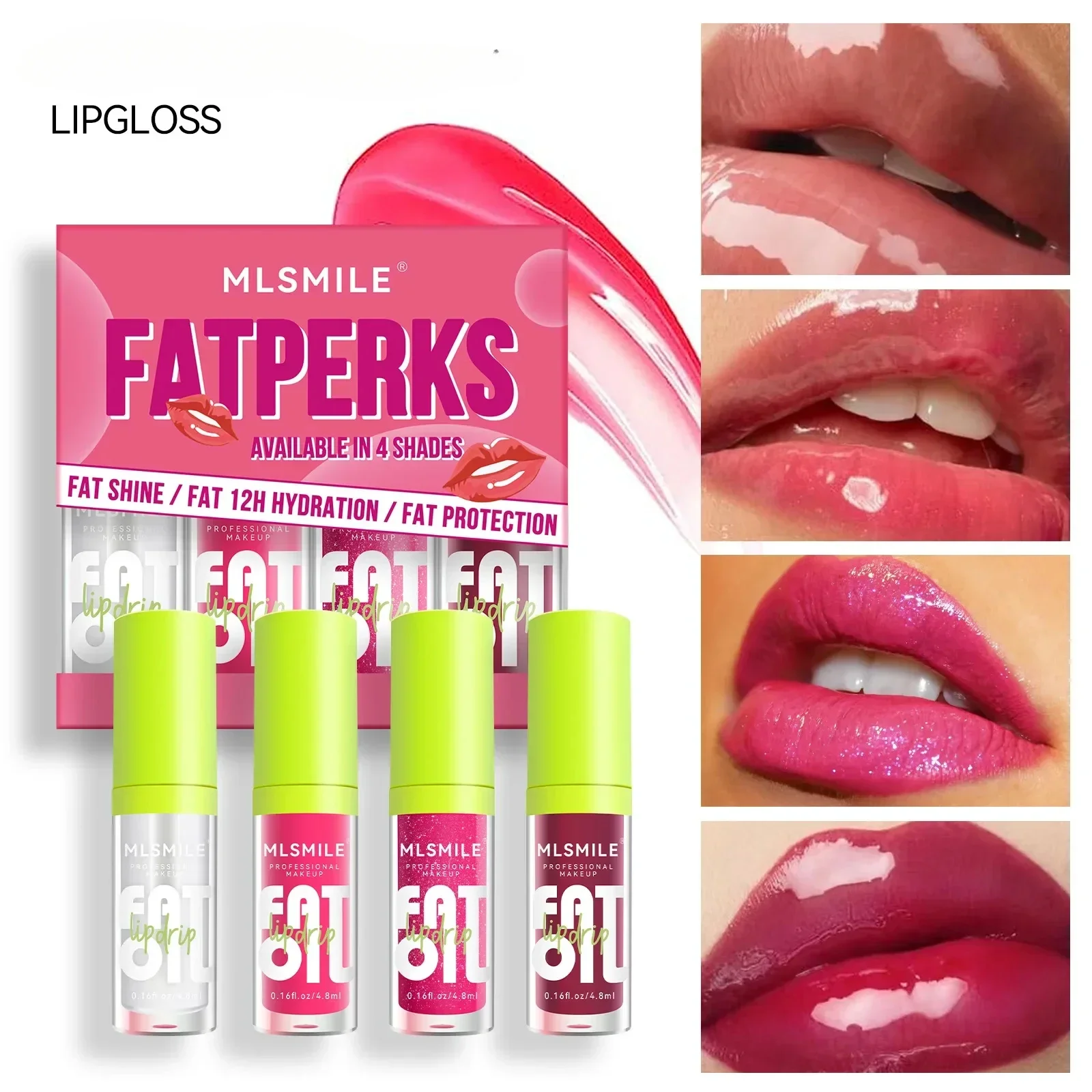 4colors/box Lip Gloss Moisturizing Lip Balm Crystal Jelly Lip Oil Non Sticky Sexy Plumping Lipstick Gloss Makeup Lips Care Tools