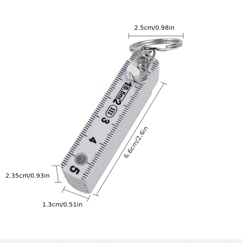1 قطعة مسطرة بلاستيكية ABS متعددة الوظائف قابلة للطي ، 50 سنتيمتر/19.69 بوصة ، 10 أضعاف مع سلسلة مفاتيح ، مدمجة ومحمولة ، أداة رسم مسطرة قابلة للطي
