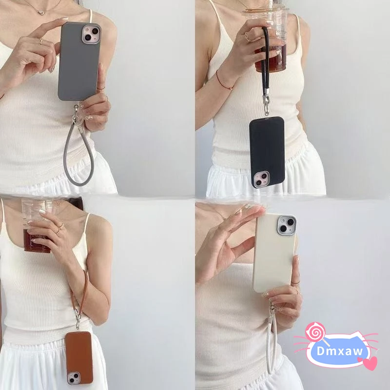 For Samsung Galaxy A15 A14 A13 A72 A52 A32 M32 A22 F42 A22s M22  Phone Case With Leather Lanyard Strap Simple Cover