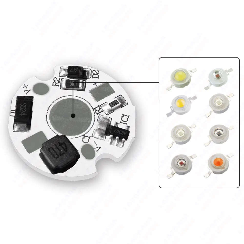 1pcs DC 3V 5V 12V 24V Driverless Aluminum PCB Board Constant Current LED Driver Plate Power Supply  For 1W 3W 5W Light Beads