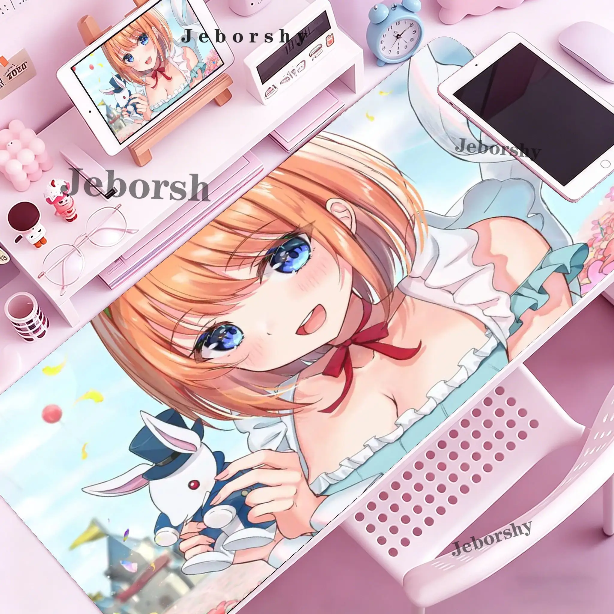 Yotsuba Nakano Anime Mouse Pad Gaming Desk Mat Non-Slip Rubber Lock Edge Keyboard Pad Laptop Gamer Accessories
