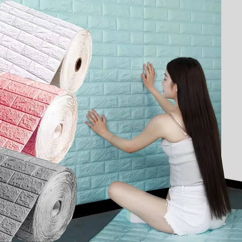 

Настенные 3d наклейки, бумажные настенные клейкие обои, бумага «сделай сам» для украшения стен, кирпичный узор, 77 см * 70 см, обои, домашний декор