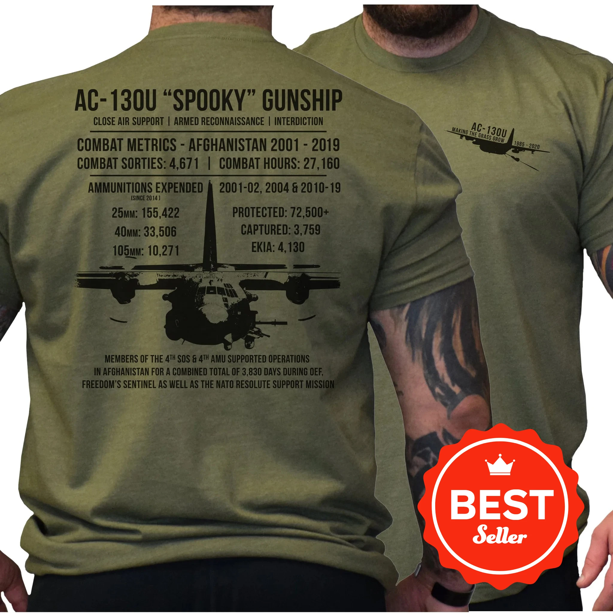 

AC-130U Spooky Air Gunship Combat Stats T-Shirt 100% Cotton O-Neck Short Sleeve Casual Mens T-shirt Size S-3XL