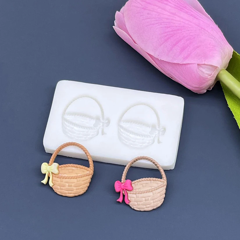 Flower Basket Bowknot Easter Silicone Mold Sugarcraft Chocolate Cupcake Baking Mold Fondant Cake Decorating Tools