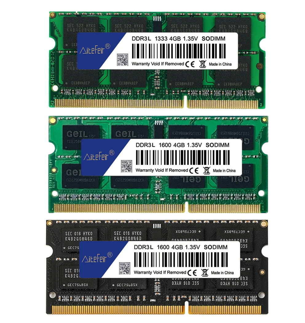 DDR3L 4GB Laptop Ram 1333 1600Mhz PC3L 10600S 12800S DDR3L 204Pin 1.35V SODIMM Notebook Memory