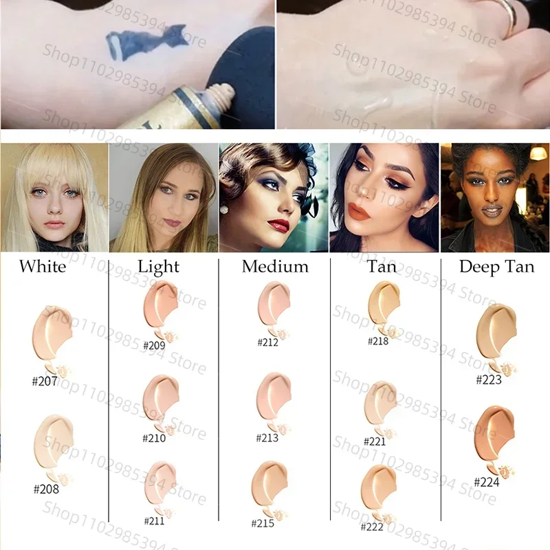 High Covering Waterproof Concealer MakeUp Foundation Hypoallergenic Long-Lasting Concealer Tattoo Covering Cream Makeup