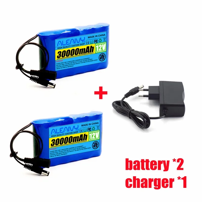 Aleaivy Neue tragbare Super 12V 30000mAh wiederauf ladbare Lithium-Ionen-Akku Kapazität DC 12,6 V 30ah CCTV-Kamera Monitor 12,6 V 1a Ladegerät 3