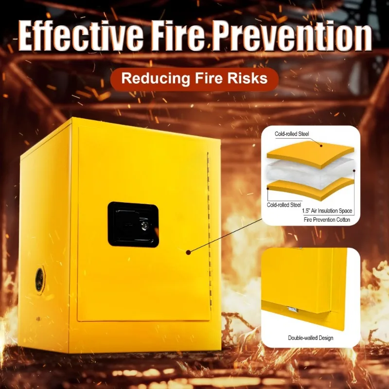 12 Gal Hazardous Storage Cabinets/Safety Cabinet Flammable Liquid Dangerous Items Cold Rolled Steel Cabinet Storage