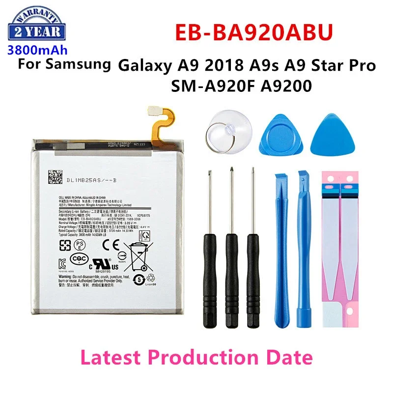 

Brand New EB-BA920ABU 3800mAh Battery For Samsung Galaxy A9 2018 A9s A9 Star Pro SM-A920F A9200 Mobile Phone +Tools