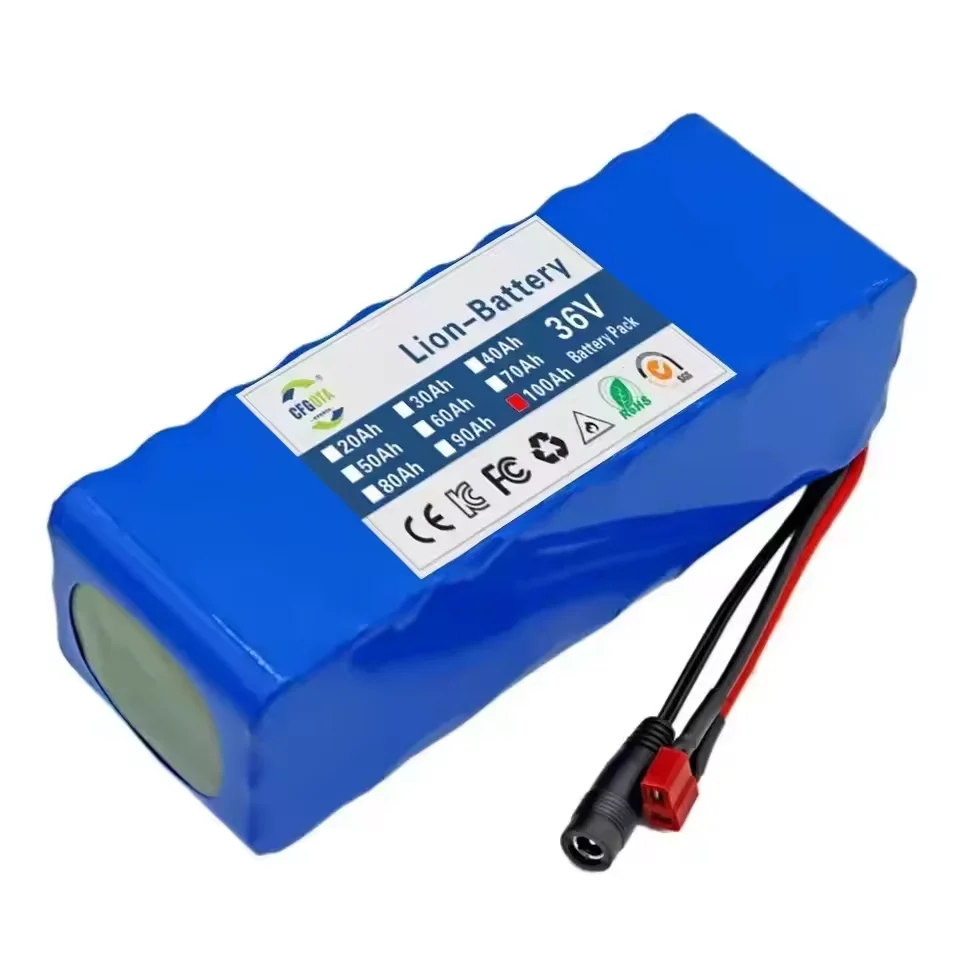 NEW 36V 100Ah 18650 battery pack 10S3P 100000mAh built-in 15A BMS, 250W-500W battery+42V 2a charger