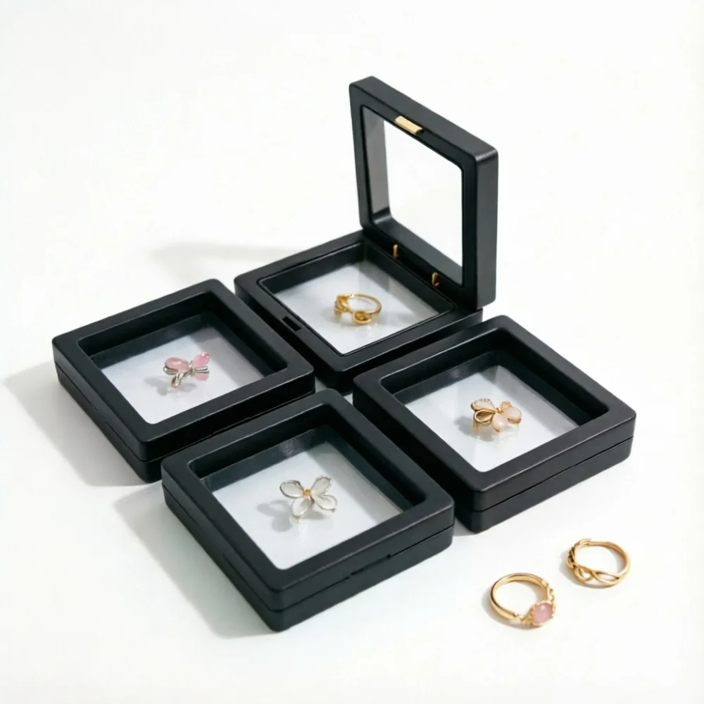 10pcs Transparent Floating Display Box Plastic Film Jewelry Packaging Box Jewelry Necklace Ring and Collectible Storage Box