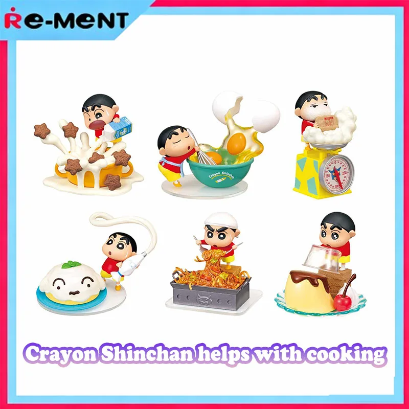 Rimozione autentico pastello Shinchan cucina insieme scena scatola cieca Kawaii cucina figura collezionisti regalo originale arredamento desktop