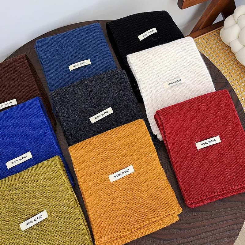 وشاح منسوج من مزيج الصوف لفصل الشتاء، وشاح ناعم ودافئ بلون سادة للجنسين - وشاح شتوي مريح للطقس البارد دافئ بلون سادة
