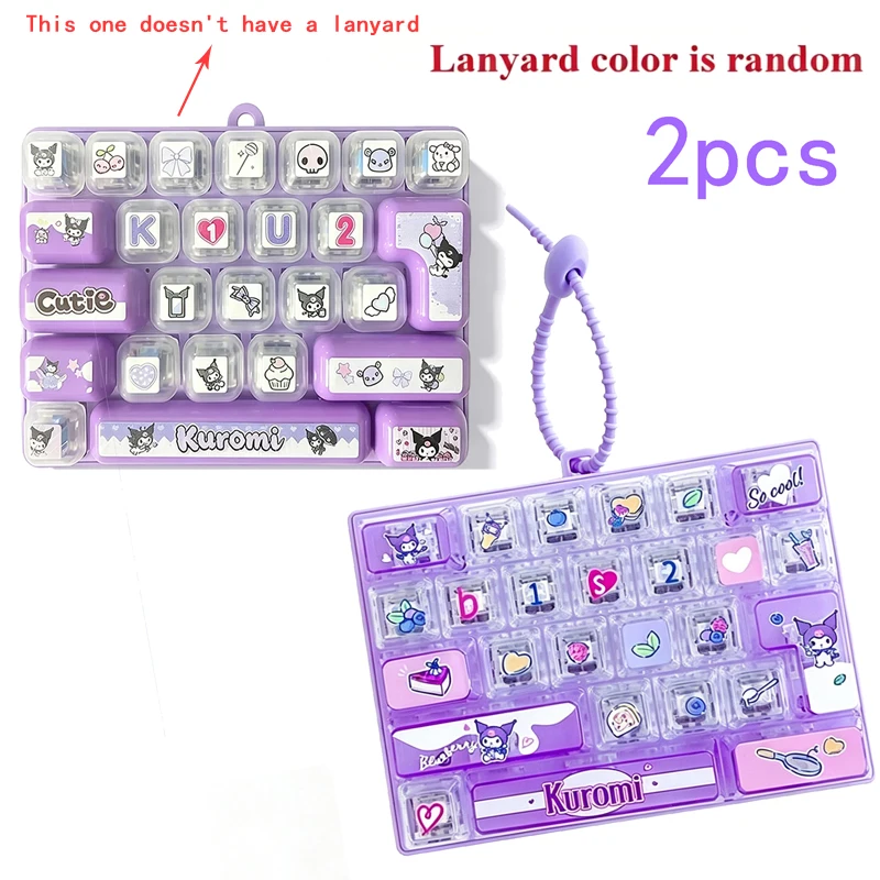 Nieuwe Sanrio 26-toetsen stressverlagende toetsenbord sleutelhangers speelgoed Kuromi My Melody vingertop druk creatief toetsenbord accessoire 26 toetsen