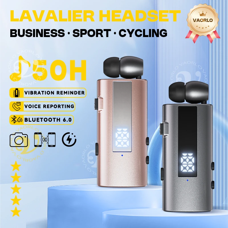 

K92 Беспроводная гарнитура для бизнеса Lavalier Bluetooth 6,0 для звонков/музыки 30-50 часов, напоминание о вибрации, микрофон, наушники с шумоподавлением
