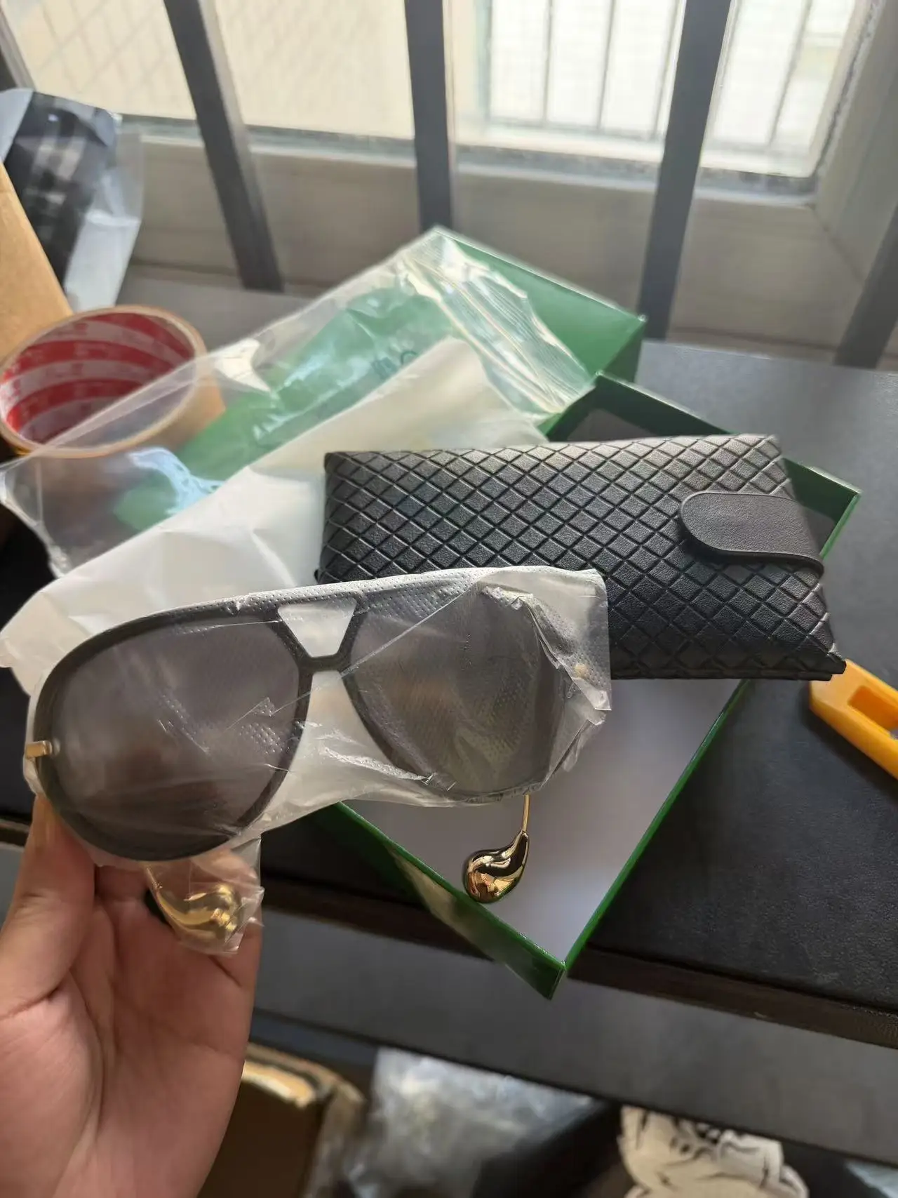 Unisex Double Beam Sunglasses 1273 Model UV400 Optical Lens Black PC Frame