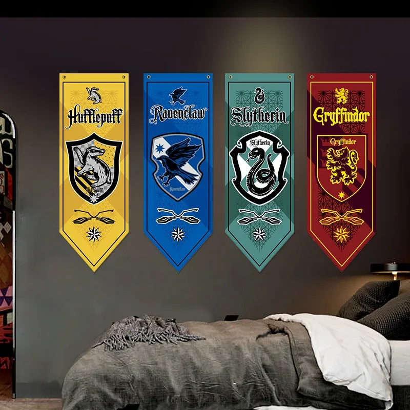 40x120cm Hogwarts Decorative Flag Harries Potters Magic Academy Gryffindor Slytherin Banner Party Supplies Movie Decoration Gift