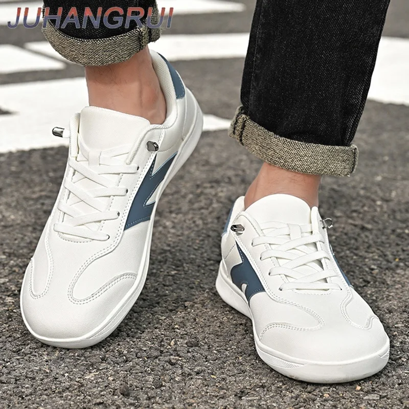 Wide Head Retro Dequn Men's Casual Shoes Barefoot Style Comfortable Breathable Anti-slip Rubber Outsole Fashionable Board Shoes
