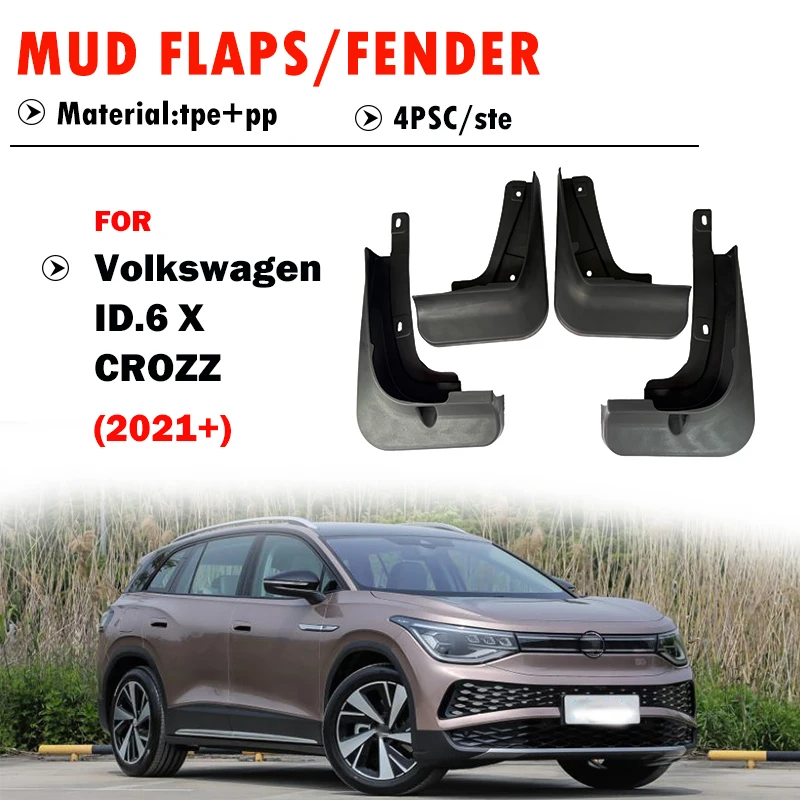 For Volkswagen VW ID.6 CROZZ Mudguard Fender Mud Flap Guards Splash Mudflaps Car Accessories 4pcs 2021 2022 2023 2024 2025 2026+