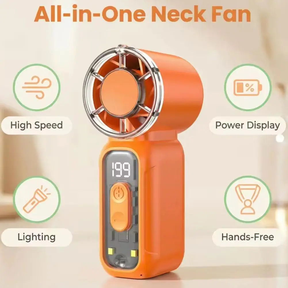 Summer Cooling Handheld Fan 5-Speed USB Rechargeable Fan With LED Digital Display Portable Mini Fan For Travel & Outdoor