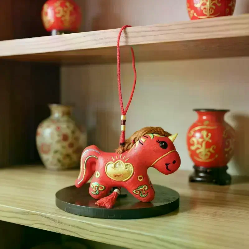Adorabile portachiavi in peluche con cavallo zodiacale; Giocattolo per bambola di pezza; Portachiavi per auto; Ornamento da appendere alla borsa; Regalo di Capodanno