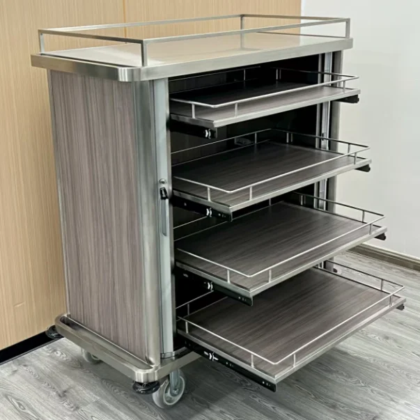 Hotel & Restaurant Supplies Beverage Liquid Trolley with Blinds Door for Guest Room