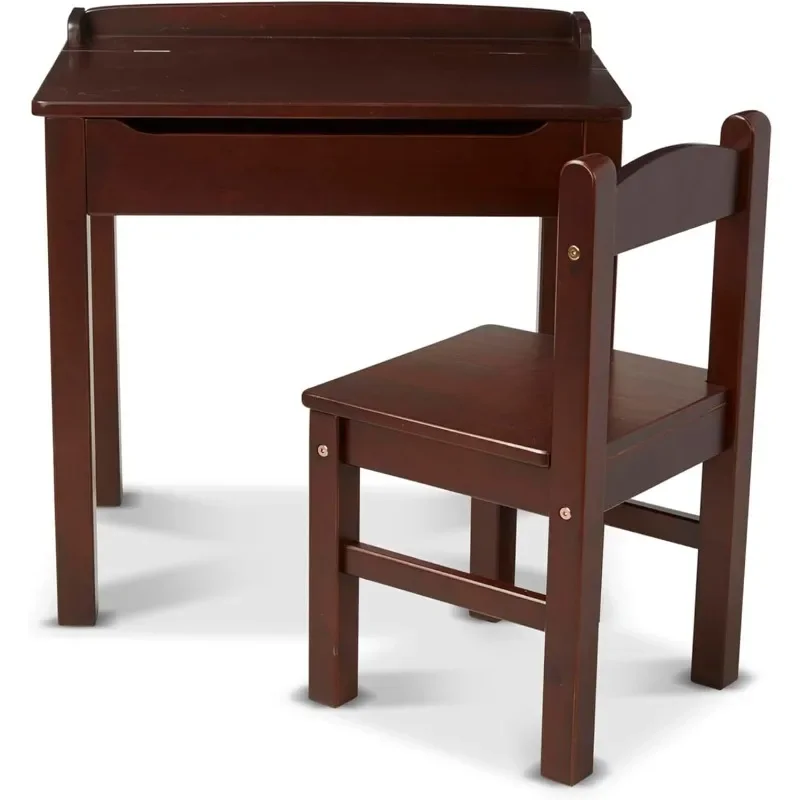 

Wooden Lift-Top Desk & Chair - Espresso - Children's Furniture, Toddler Desk And Chair Set, Activity Desk For Toddlers And Kids