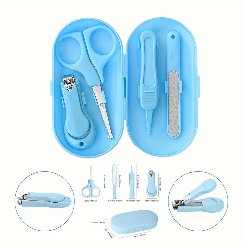 4Pcs/set Nail Care Kit with Storage Box - Includes Nail Clippers, Scissors, Tweezers, Nail File.Ideal for Travel & Home Use