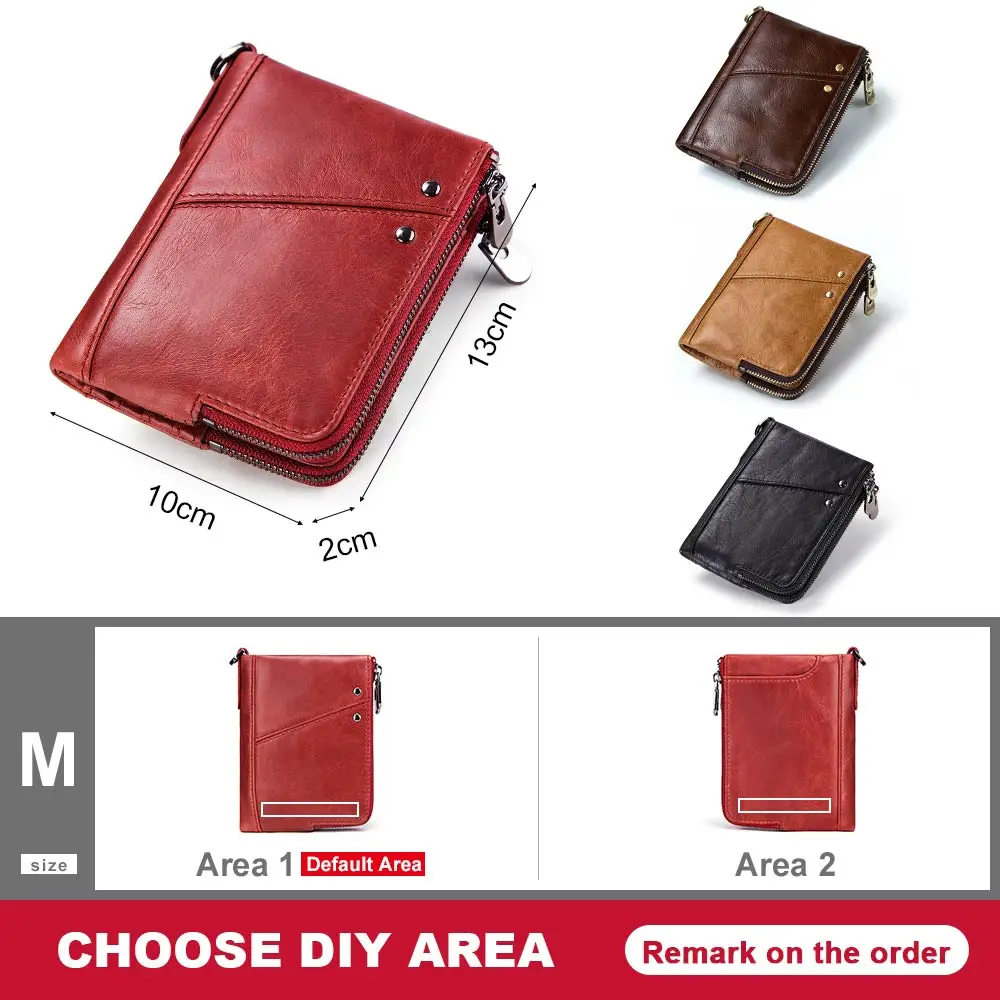 Luxury Design Women's Wallet Genuine Leather RFID Anti-thef Card Holder Purse Zipper Coin Pocket Top Quality Female Carteira