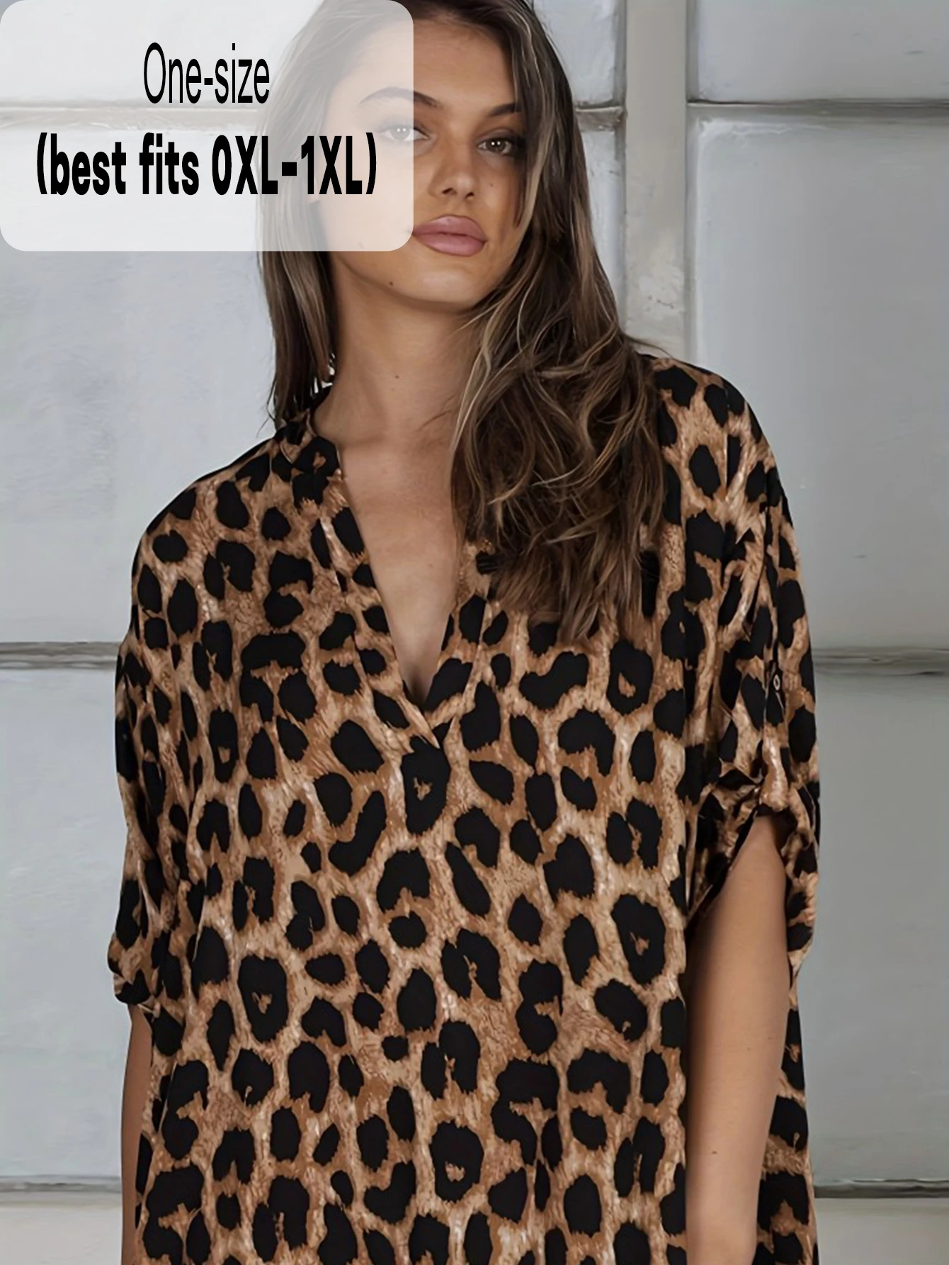 Cover-Up de plage imprimé léopard bohème d'été pour femmes – Robe ample pour bikini et maillots de bain