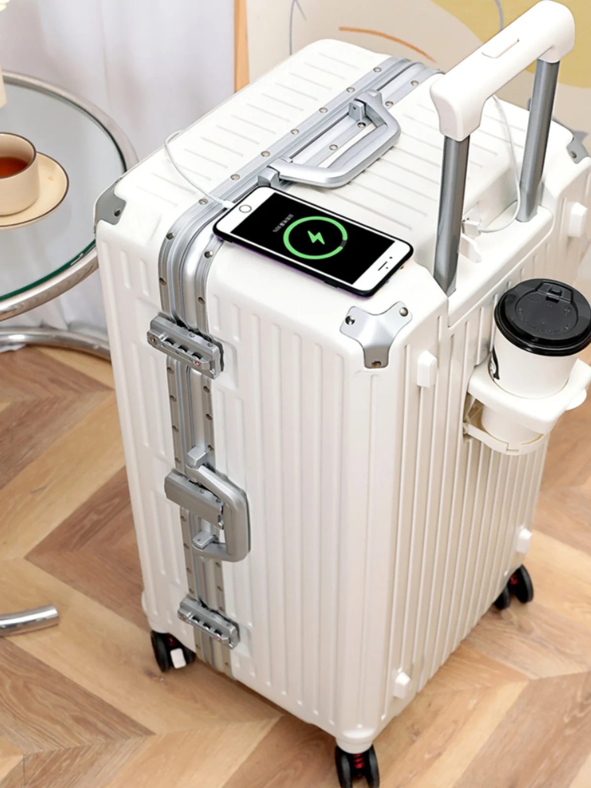 

30-Inch Travel Suitcase Aluminum Frame Large Capaci Five-Wheel Pullman ex Lage Brake All Directional Wheels Password...