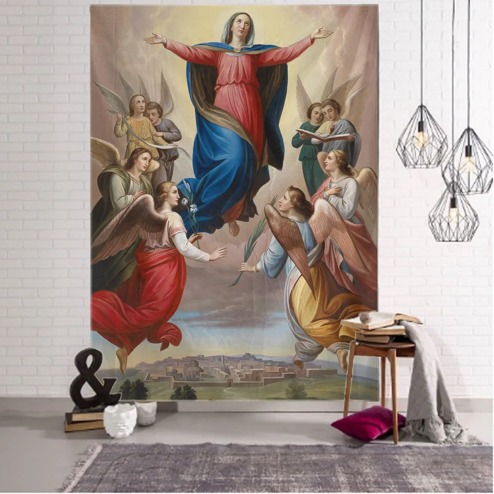 Tapestry, classical oil painting, angel art, wall hanging, bedroom, living room decoration, room aesthetic background cloth