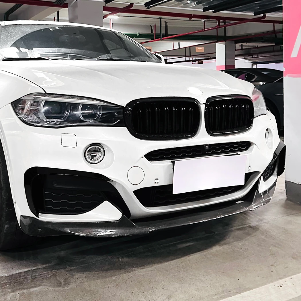 Per BMW X6 F16 2015-2019 M Sport 2 pezzi copertura paraurti anteriore coltello vento nero lucido fendinebbia Trim Blade Trim Light accessori auto