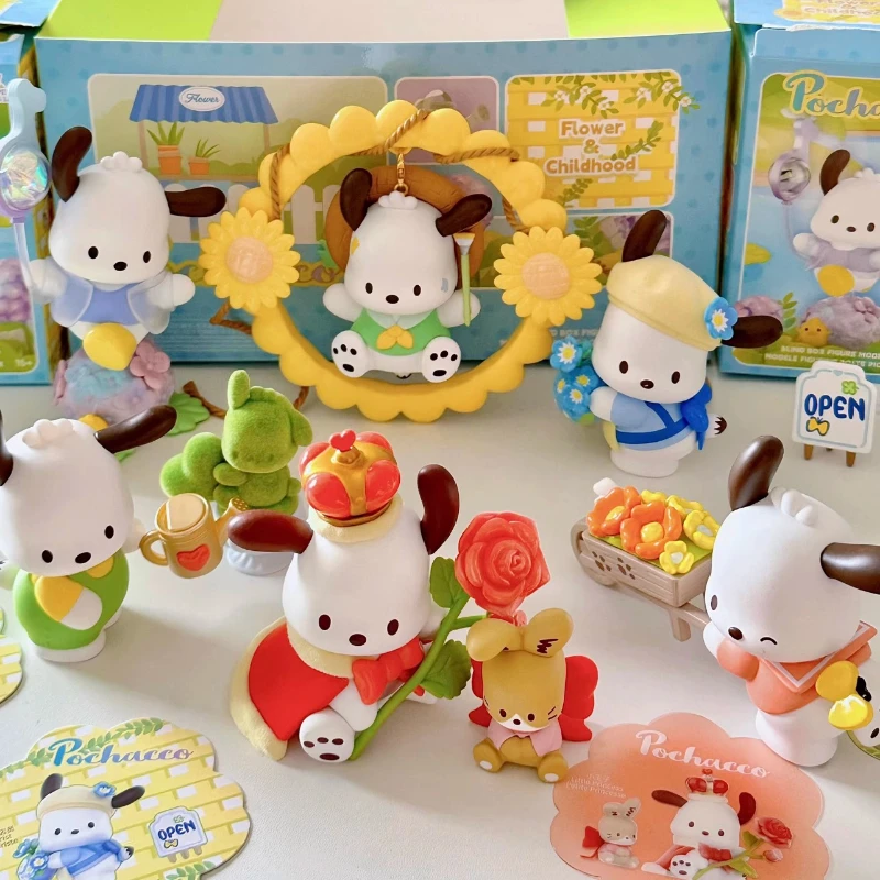 

MINISO Blind Box Flowers and Boys Series Pochacco Doll Ornament Kawaii Children's Toy Anime Model Birthday Gift Christmas