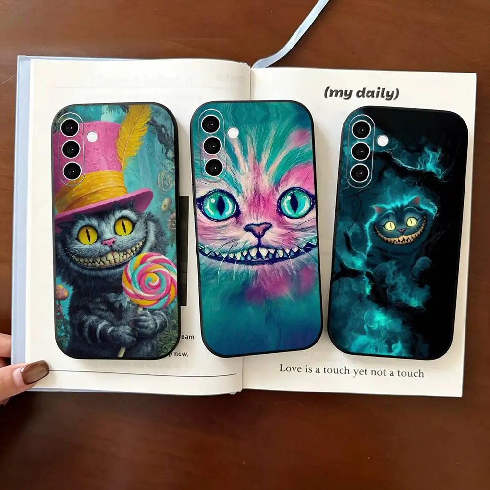 C-Cheshire Cat Cool Eye Alice  Phone Case For Samsung Galaxy A73,A72,A71,A70,A53,A52,A51,Others Soft Black Cover