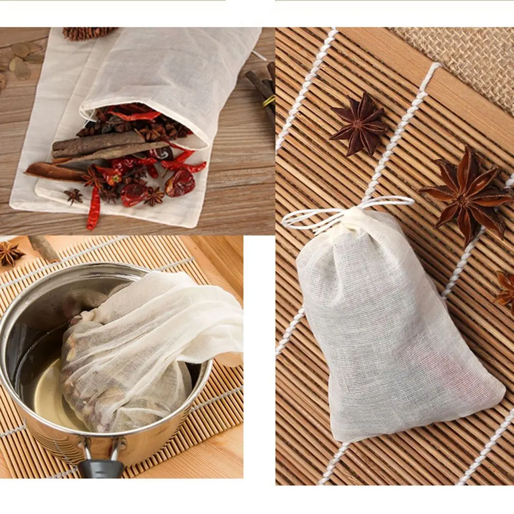 Sacos de filtro descartáveis do chá com cordão, tela não tecida, papel de filtro da cozinha, café, erva, chá frouxa, 1PC
