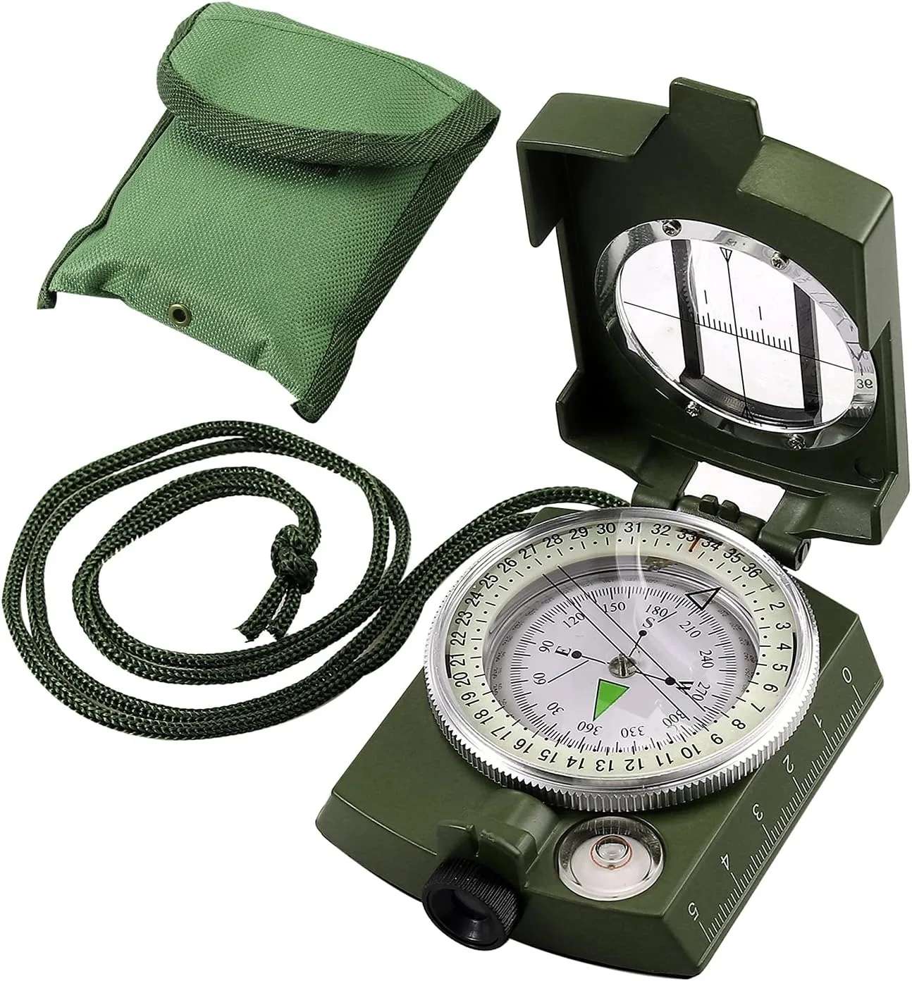 

Military Multifunctional Waterproof Metal Sighting Luminous Compass for Hiking Camping Climbing Biking -Camouflage Green Color