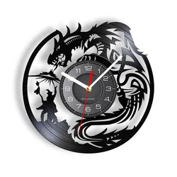Dragons Adventure Themed Wall Clock For Game Room Home Decor Fantasy Playing Game Vinyl Record Album Crafts Clock Wall Watch