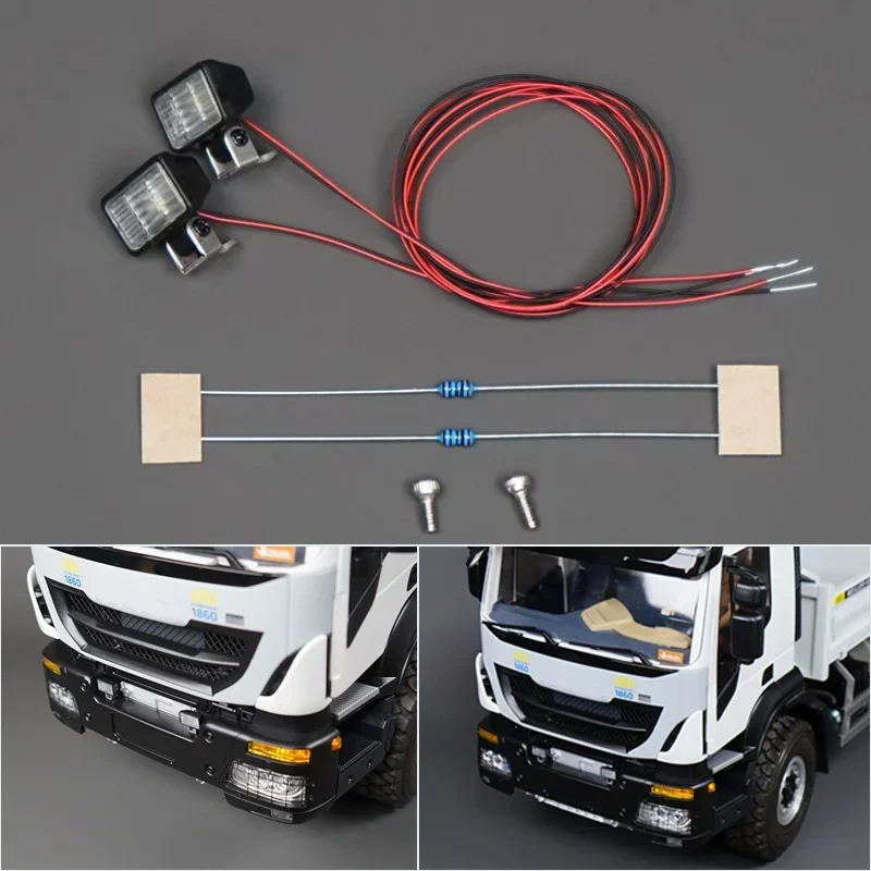 

LED 1 Pair Rectangle Spotlight for 1/14 Tamiya RC Truck Scania MAN Benz Volvo Diy Parts