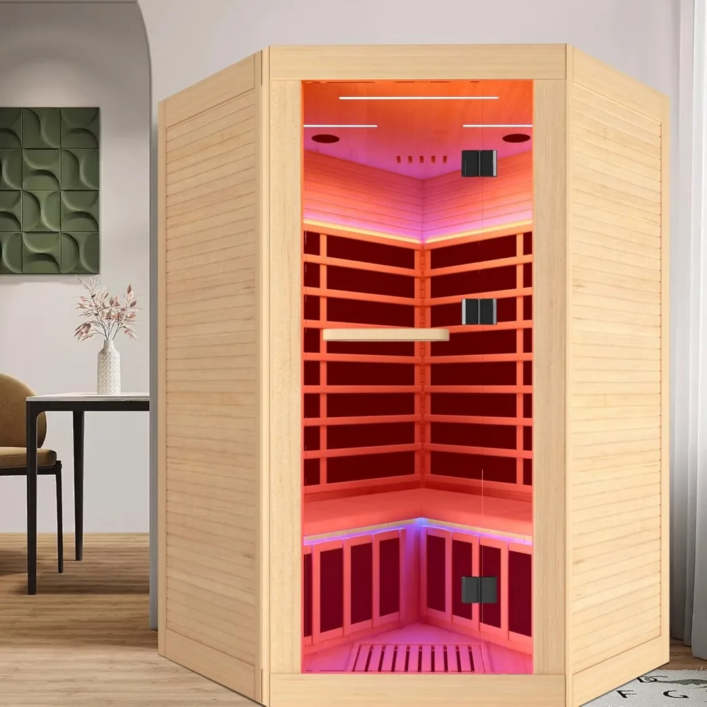 Sauna Two Person Far Infrared Saunas for Home 1 - 3 Person Wood Sauna Canadian Hemlock  Dry Sauna Room with Oxygen Bar Saunas