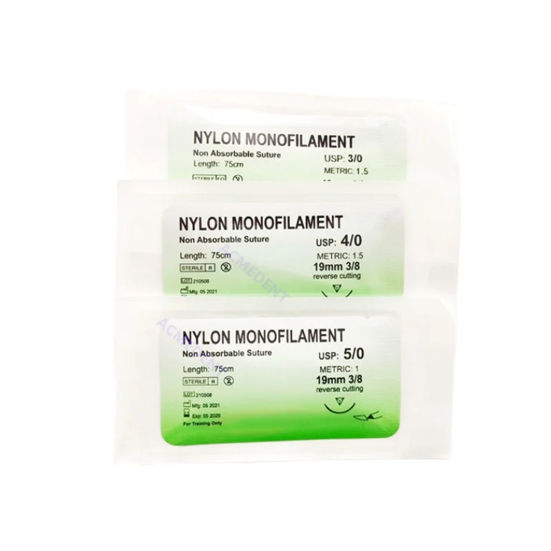 

50X Student Study Dental Sutures Nylon Monofilament Usp Reverse Cut Suture Green Lable 3/0 4/0 5/0 50Pieces/Lot